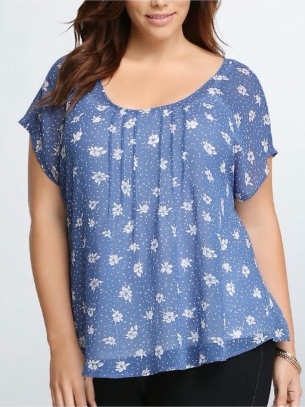 Torrid Scoop Neck Sheer Floral Tulip Back Blouse Size 2x